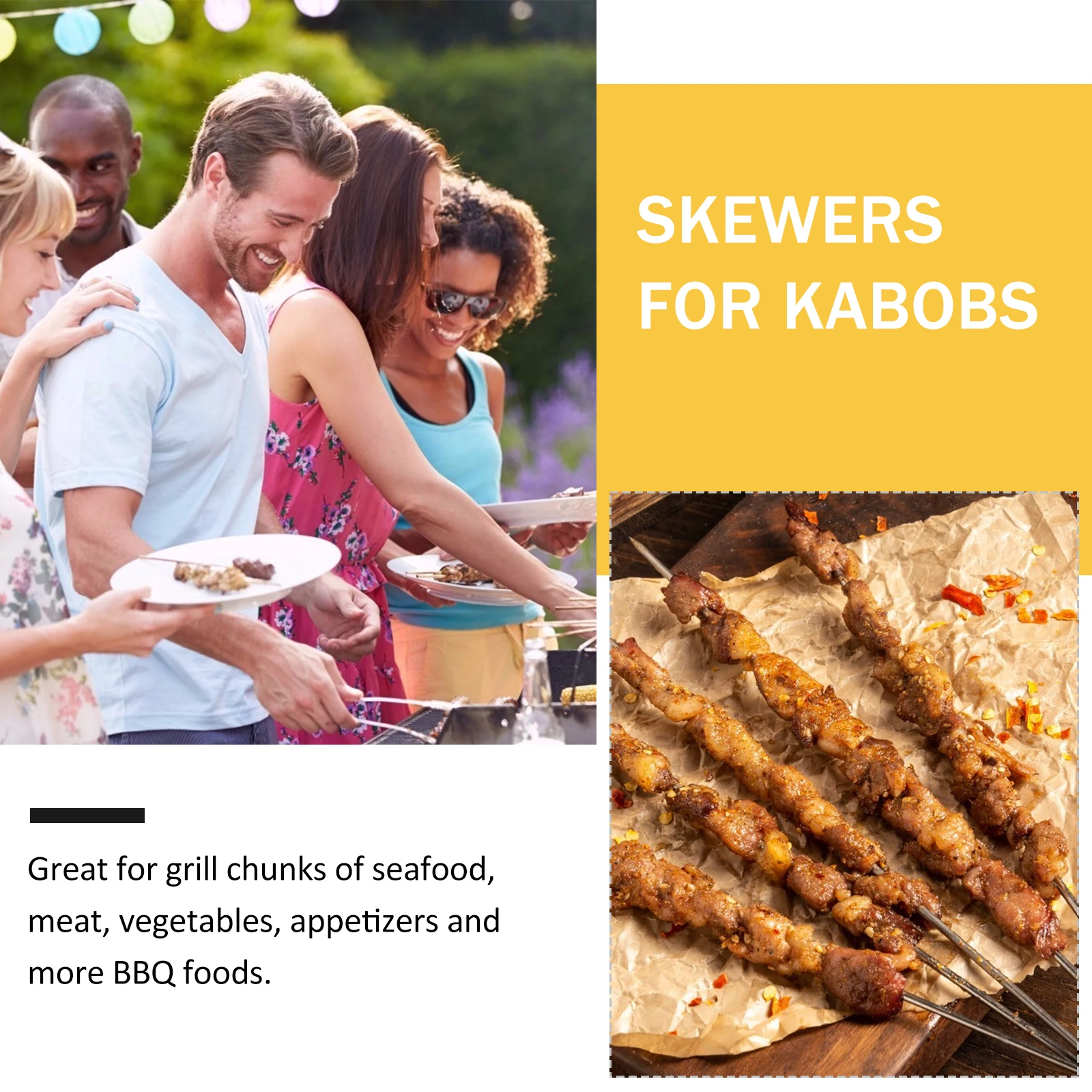 

18 Pcs For Kabobs Steel Wooden BBQ Skewers Skewers For Grilling for Grilling Kabobs Camping Accessories Small Space Gifts