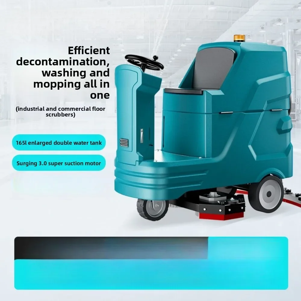 220V Ride-on Floor Scrubber Sweeper Commercial Industrial Cleaning Machine for Factory Workshop Mall Garage Warehouse