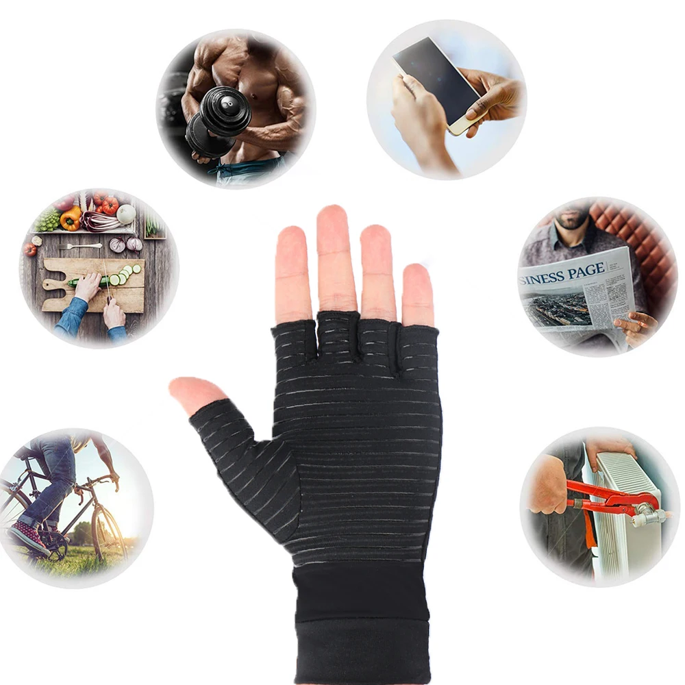 

1pcs Women Men Compression Arthritis Gloves Joint Pain Relief Half Finger Brace Therapy Wrist Support Anti-slip Therapy Gloves