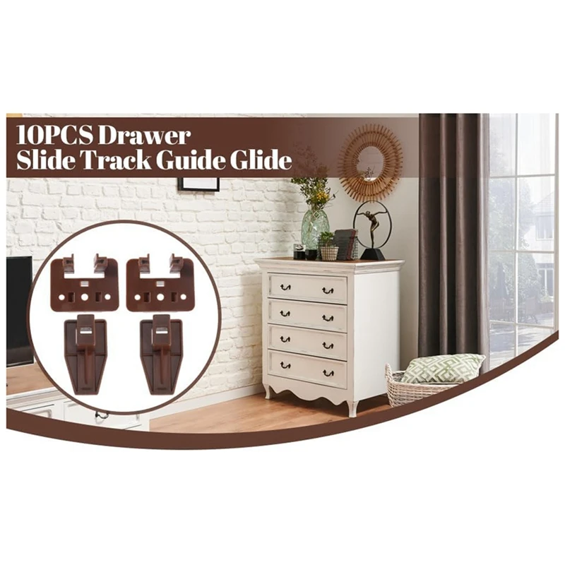 

10PCS Drawer Slide Track Guide Glide For Center Mount Drawer For Dressers And For Nightstand 1 Drawer Systems