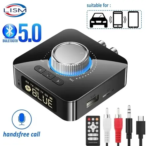 Transmisor receptor Bluetooth LED BT 5,0 estéreo AUX 3,5mm Jack RCA llamada con manos libres TF U-Disk TV Kit de coche adaptador de Audio inalámbrico