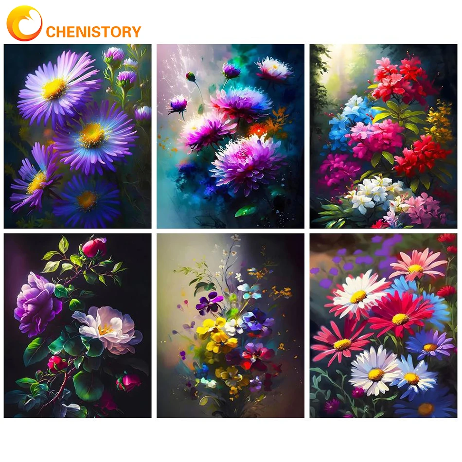 

CHENISTORY Painting By Number Flower DIY Craft Kits For Adults Oil Picture Of Coloring By Number Drawing Home Decor Wall Art