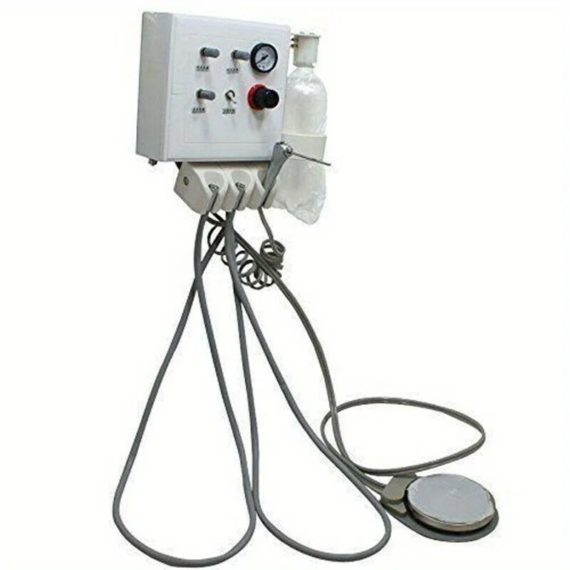 Portable Dental Air Compressor Unit with 4 Hole Triplex Syringe Oil Free 75-8kg Pressure for Dental Clinic Practice