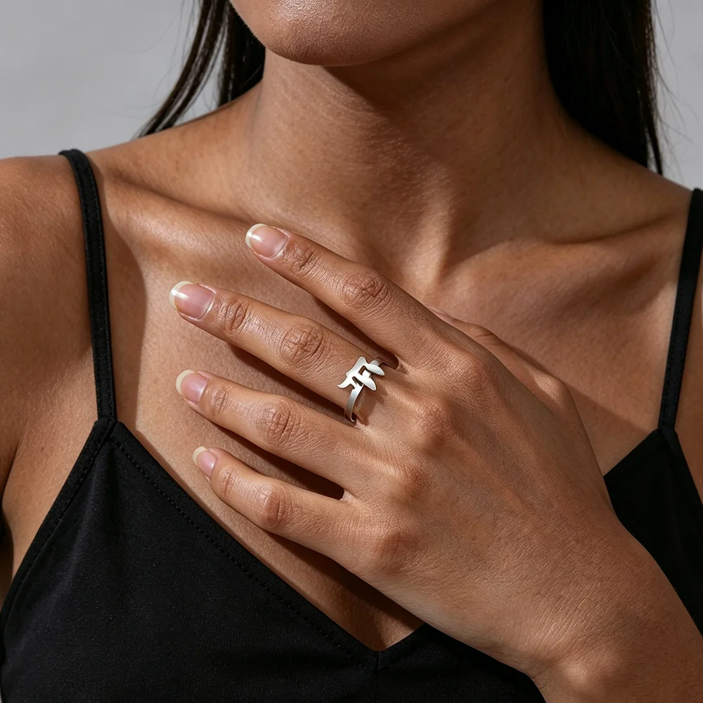 1pc Jewish Chai Rings Stainless Steel Hebrew Letter Sign of Life Open Ring Women Men Protection Amulet Judaism Jewelry