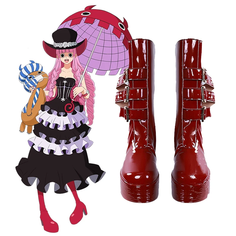 페로나 코스프레 신발 여성용 애니메이션 해적 역할 놀이 인조 가죽 부츠