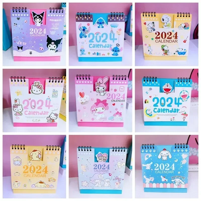 Calendar 2024 Sanrio Kuromi Hello Kitty Desktop Desk Ins Cartoon Calendar Calendar Mini Girl Heart Cute Ornament Office Supplies