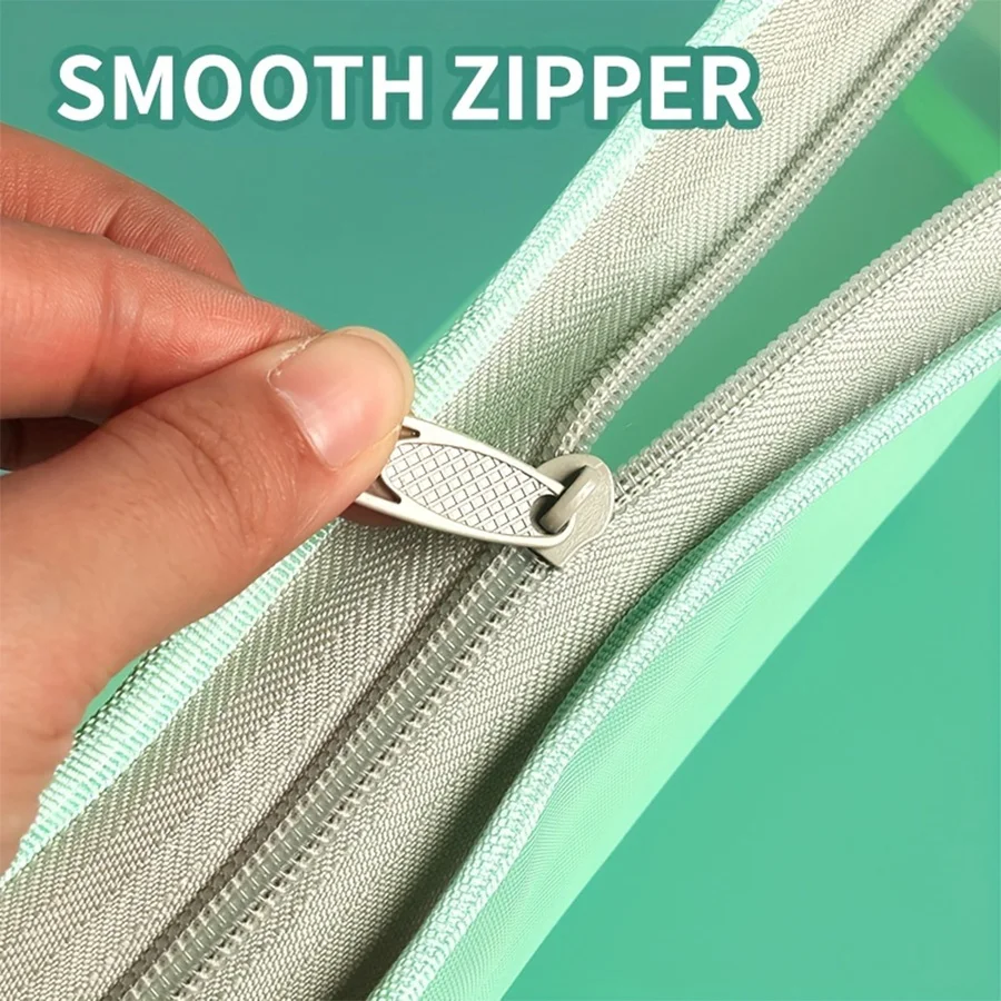 Square Large Capacity A4 File Packing Box - Durable Nylon Double Layer File Pouch with Zipper for Office and School Use