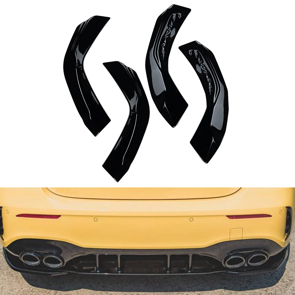 2pcs Gloss Balck Auto Rear Bumper Left+Right Side Lip Molding Trims For Mercedes-Benz A-Class W177 V177