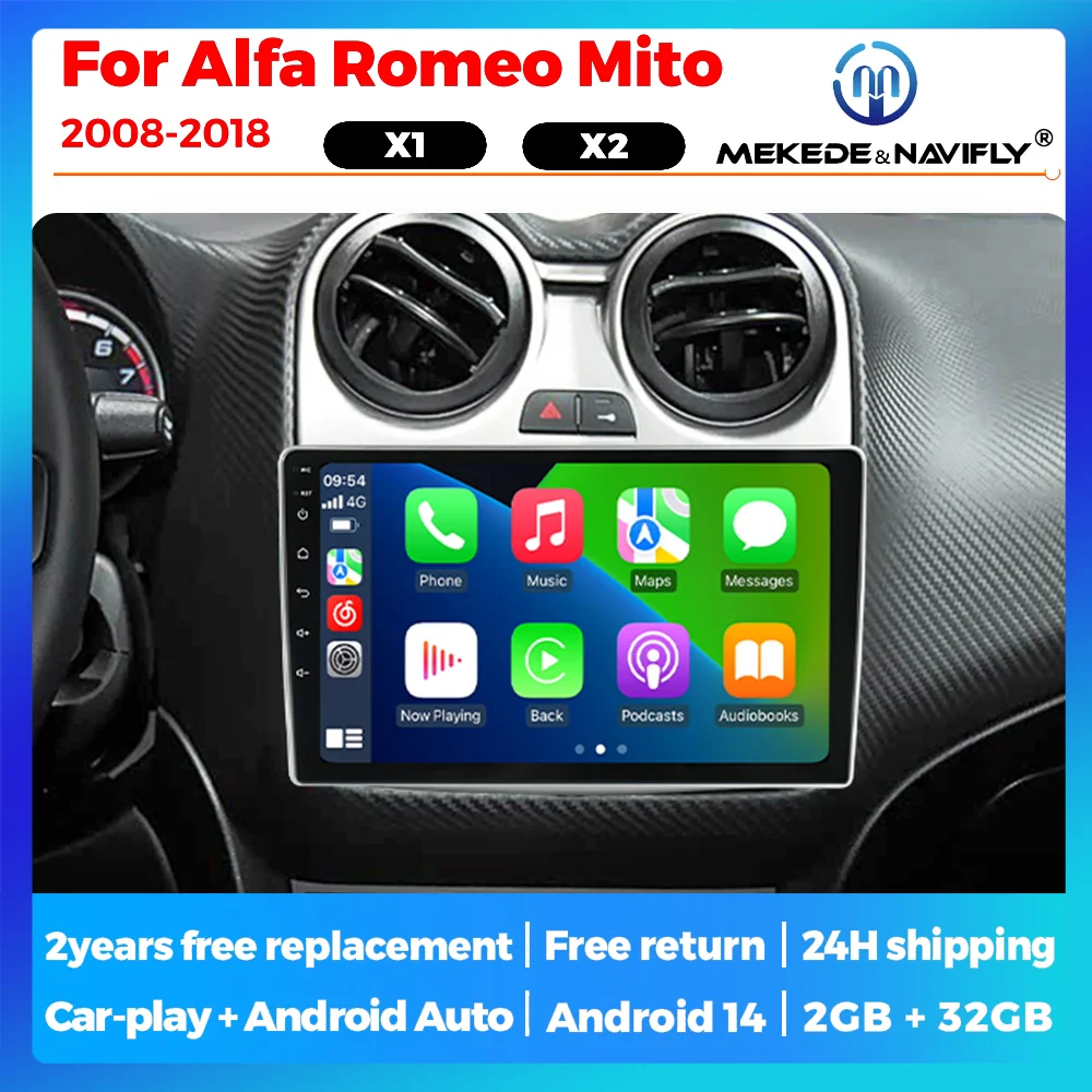 

Автомобильное радио Android 14, для Alfa Romeo Mito 2008-2018, авторадио, мультимедийный плеер, навигация, GPS, головное устройство, Wi-Fi, беспроводной Carplay BT