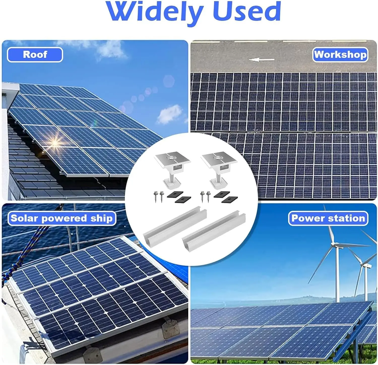 12 Pcs Solar Panel Bracket Kit  Aluminium Mounting Rail 30mm/35mm End Clamps Brackets for Flat Roof PV Mounting Rail image 5