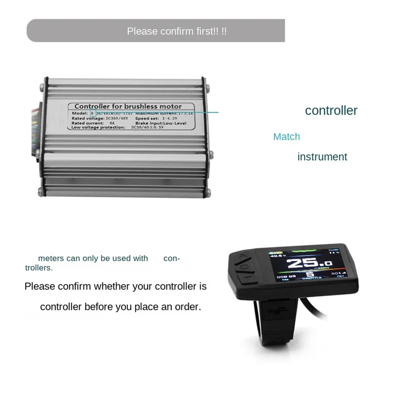 

AB59-Ebike Display For KT TF01U 24V 36V 48V Intelligent Colorful LCD Meter Waterproof Joint Electric Bicycle Meter