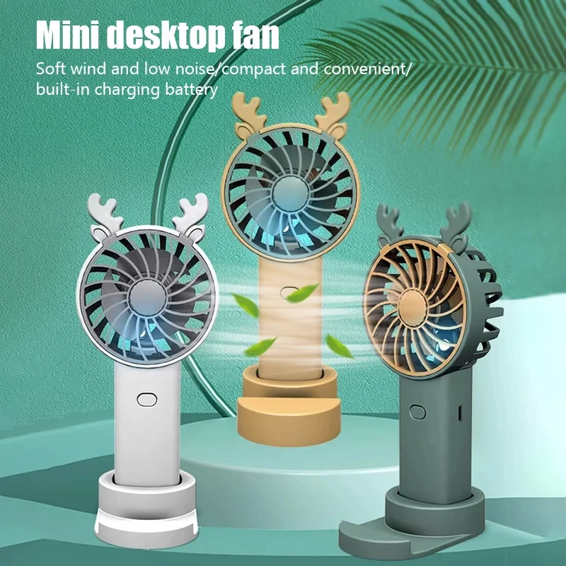 Antler Handheld Mini Fashion Vertical Phone Mount Fan Outdoor Travel Portable Charging Fan