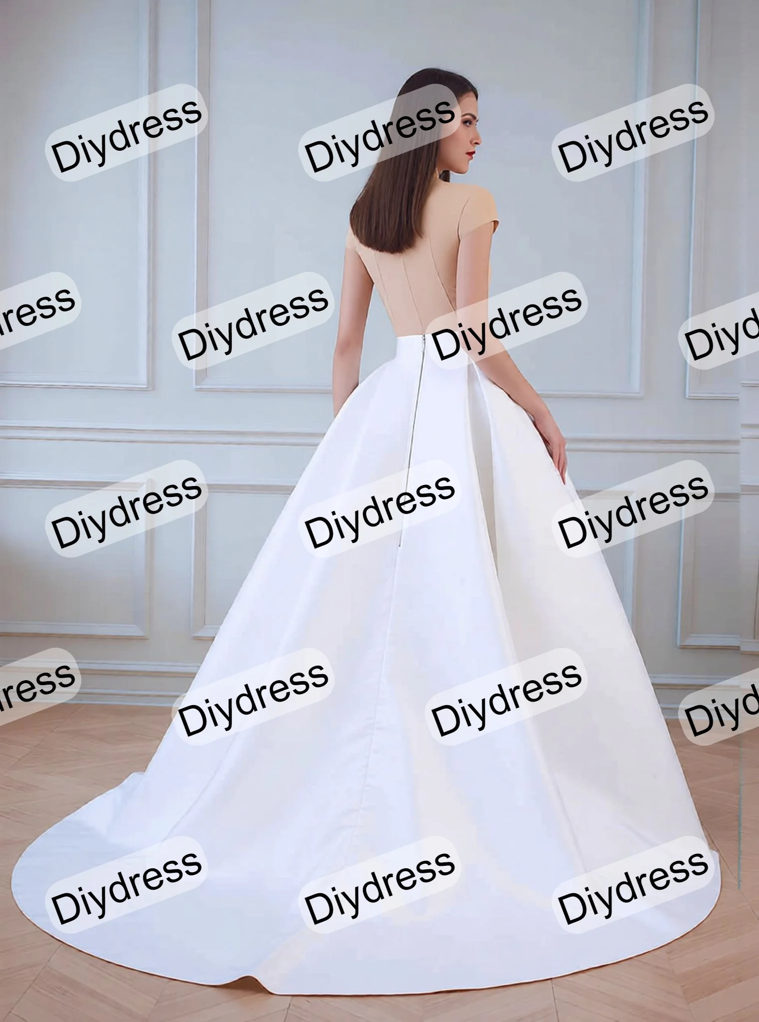 Elegant A-Line Satin Pleated Wedding Skirt With Train Removable Prom Skirt Waistband Long Satin Women Skirt For Evening Gown