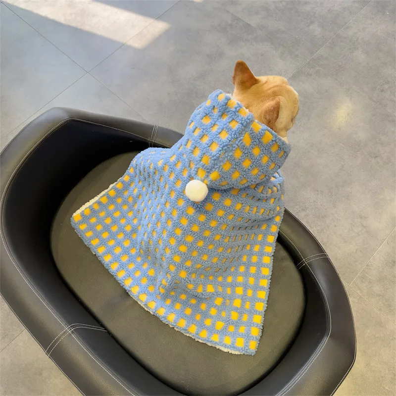 Pet Dog Clothes Cloak Cat Bulldog Autumn/Winter Thickened Plush Blanket Cloak Sleepgown Pet Coat Plush Coat Puppy Clothes