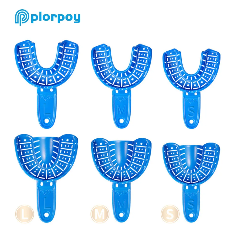 PIORPOY 6 قطعة/المجموعة/المجموعة طقم الانطباع الأسنان صواني أسنان للاستعمال مرة واحدة S/M/L البلاستيك كامل الفم للإزالة قالب جزئي صينية Dipship #4