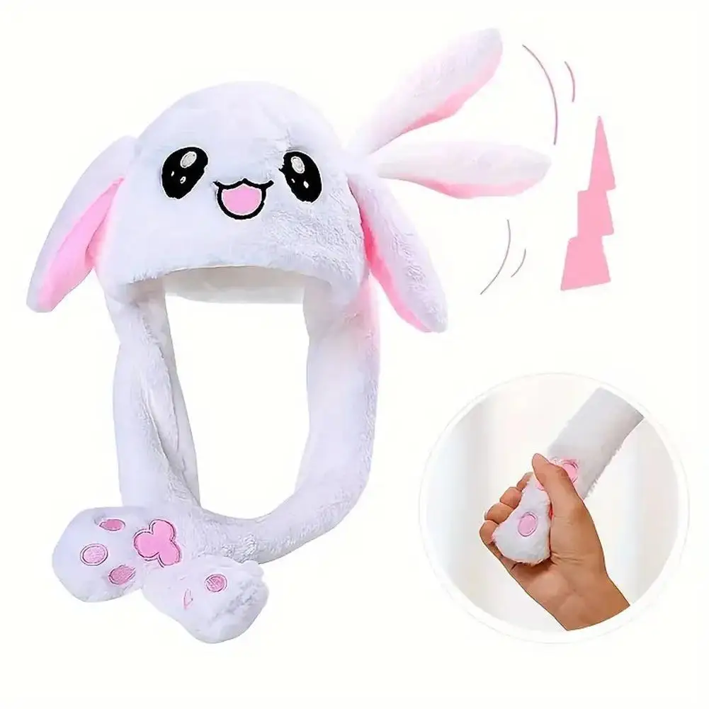 Glowing Plush Ear Moving Rabbit Hat Women's Hat Beanies Plush Bunny Ears Hat With Movable Ears Boys Girls Children's Animal Caps