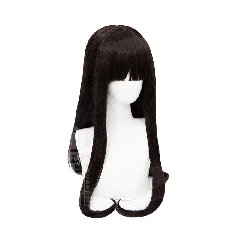 Peluca de Anime Lycoris Recoil Inoue Takina Cos, pelo sintético negro largo resistente al calor, 75CM, pelucas de Cosplay para fiesta de Halloween + gorro de peluca