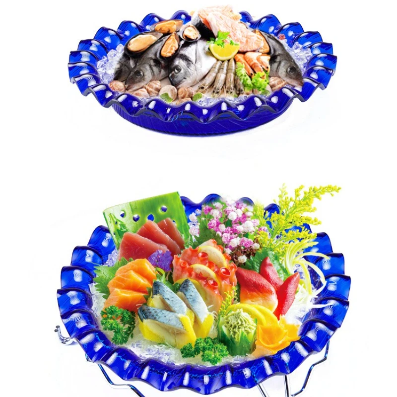 

Acrylic Sashimi Plate Buffet Hotel Display Fruit Seafood Platter Salmon Sushi Plate Fish Ice