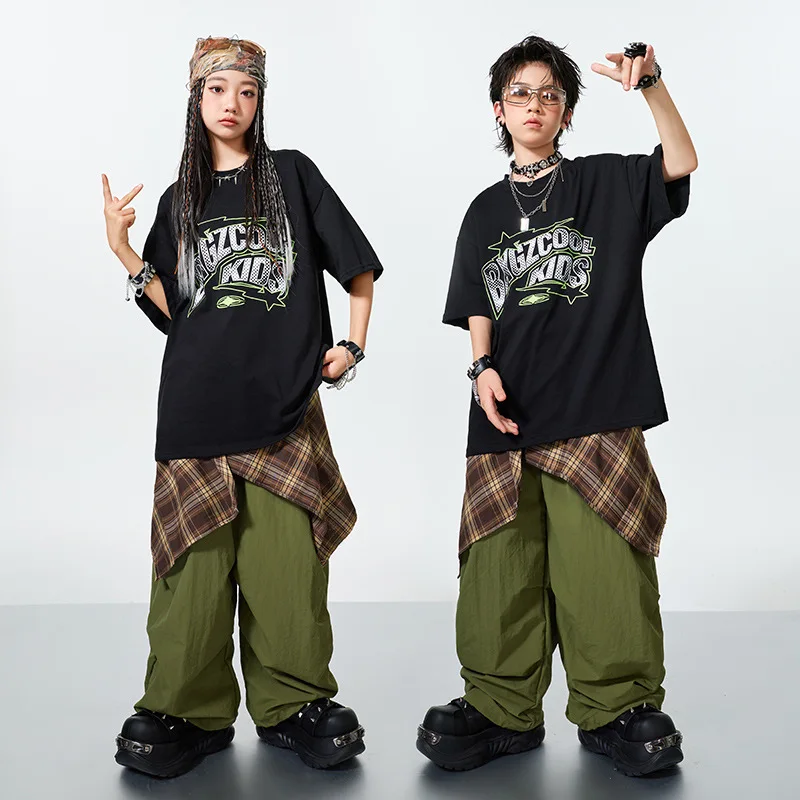 Ragazzi Abiti da ballo Hip Hop Maniche corte T-shirt Pantaloni larghi Abbigliamento da pratica jazz Costume da spettacolo di danza di strada