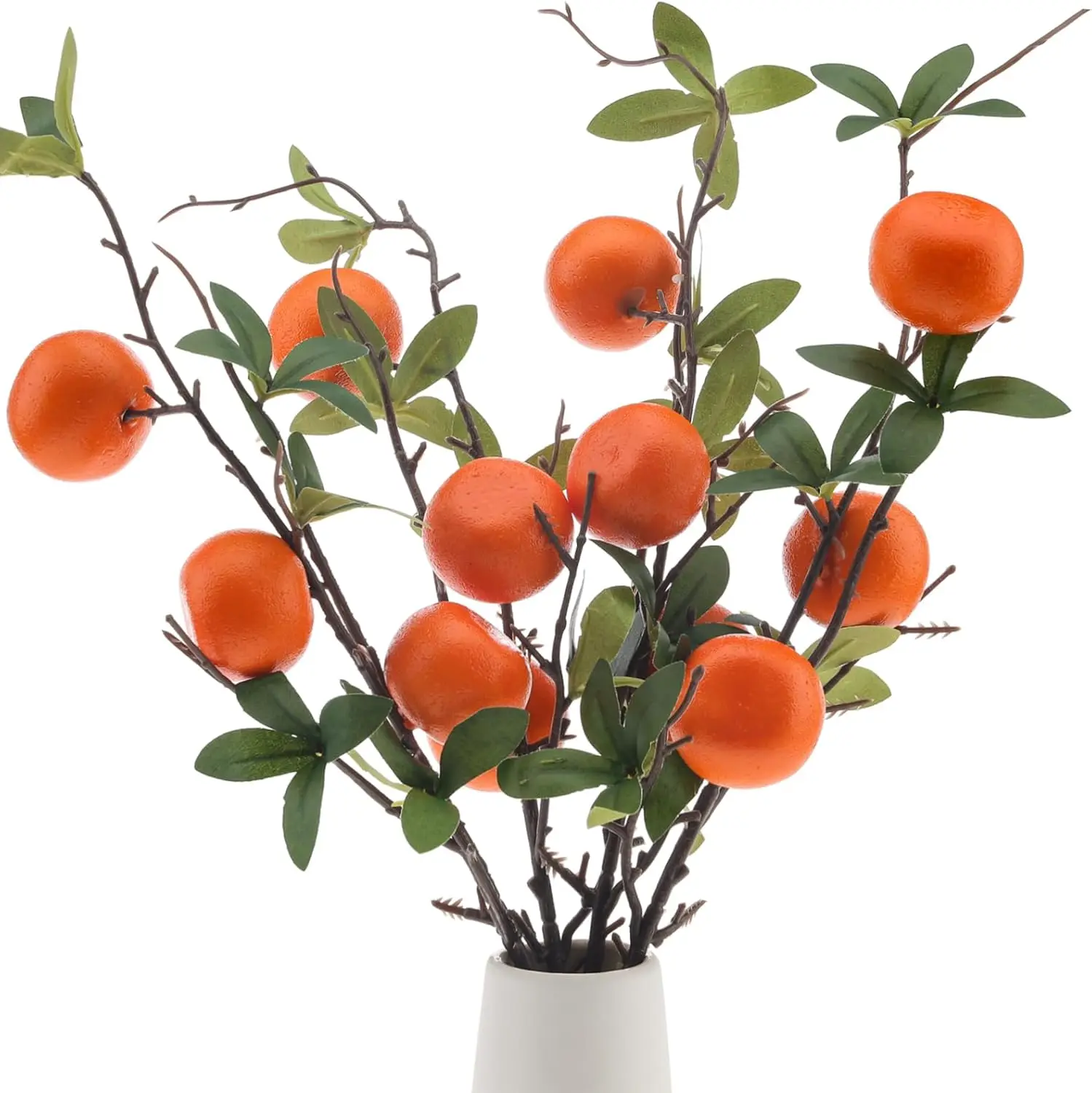 

4PCS Artificial Orange Branches Simulation Tangerine Tree Stem with Fruit Fake Greenery Home DIY Décor 19.3in