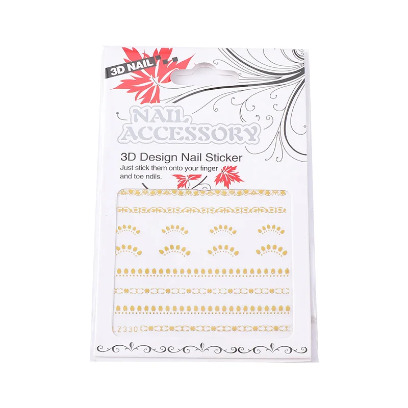 30Pcs Embossed Nail Art Stickers Decal Gold Silver French Line Self-adhesive Slider Luxury Stickers Press On Nails Decorations