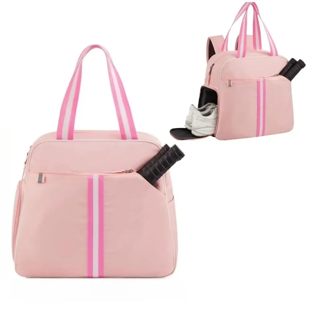 Nylon Pickleball Paddle Shoulder Bag Large Capacity Waterproof Pickleball Crossbody Bag Breathable with Shoes Compartment