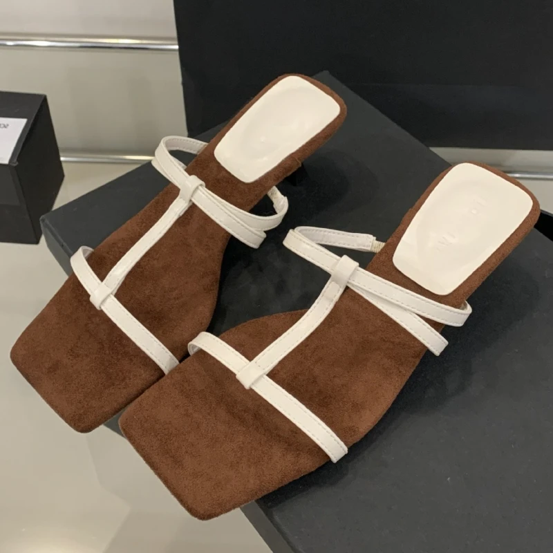 مثير ساحة تو T-تعادل النساء الصنادل الصيف المفتوحة تو الصنادل الشريحة جوفاء كعب رقيقة مريحة أحذية مصممين عادية #6