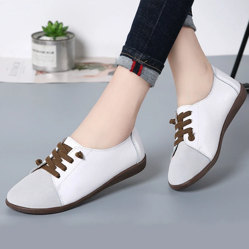 Women Casual Shoes Flats Plus Size Low-cut Slip-on Loafers Woman Comfortable Fashion Leather Shoes High Quality Ladies Sneakers