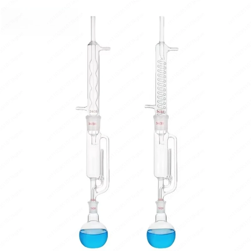 Soxhlet extractor, fat distillation extraction, spiral spherical pressure siphon condenser tube assembly