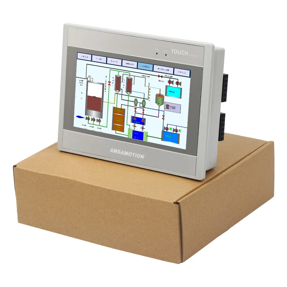 New 7'' Inch HMI PLC All-in-1 Machine Compatible FX3U 16DI 16DO 5AI 2AO PT100 Controller Touch Screen Panel GX RS485 MCGS