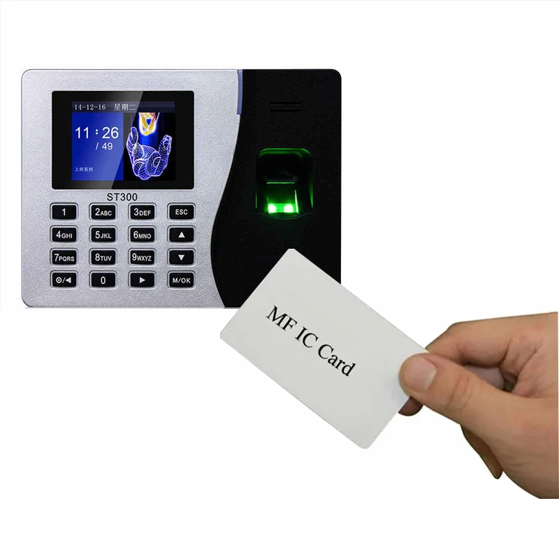 ST300-IC fingerprint+13.56MHz MF IC card Fingerprint recognition attendance terminal Automatic Generation of attendance Reports