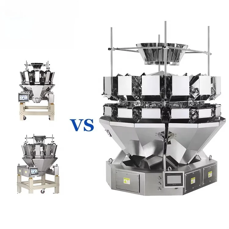 Fully Automatic Salad Weighing Machine 10 14 Mini Multihead Weigher Packing Machine for Nuts Chips Customized