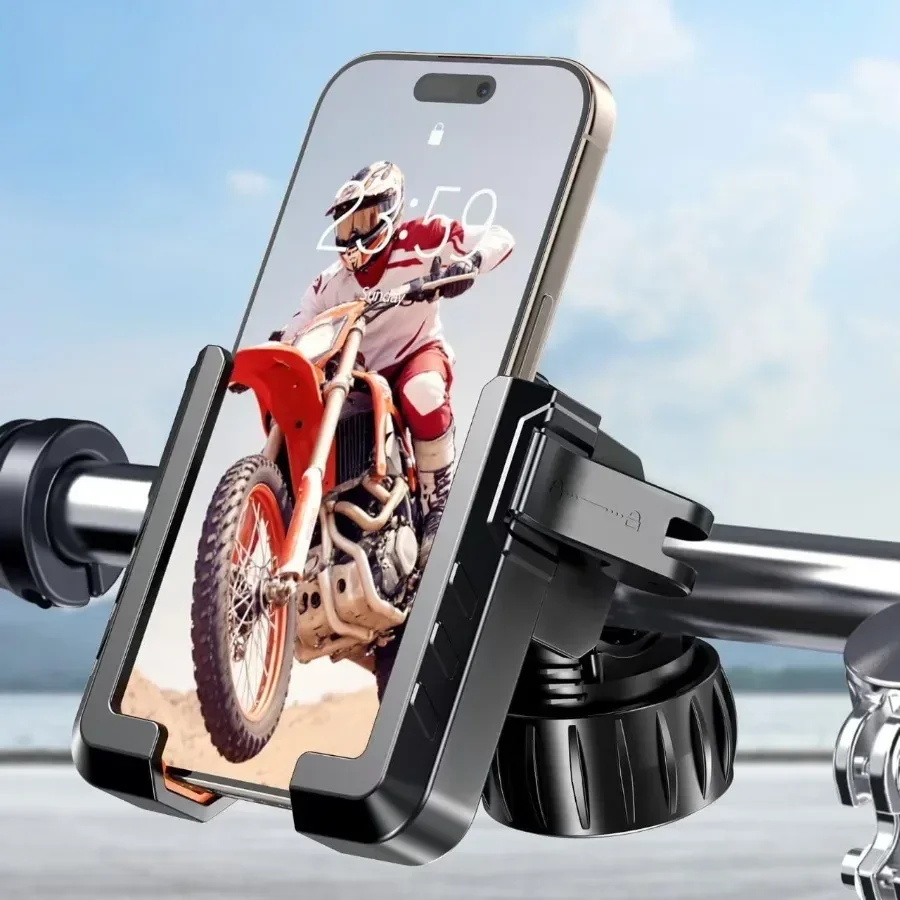 

Motorcycle Phone Mount with No Block Camera Design Silicone Wrapped Handlebar Cell Phone Holder for Bike Scooter ATV Compatible