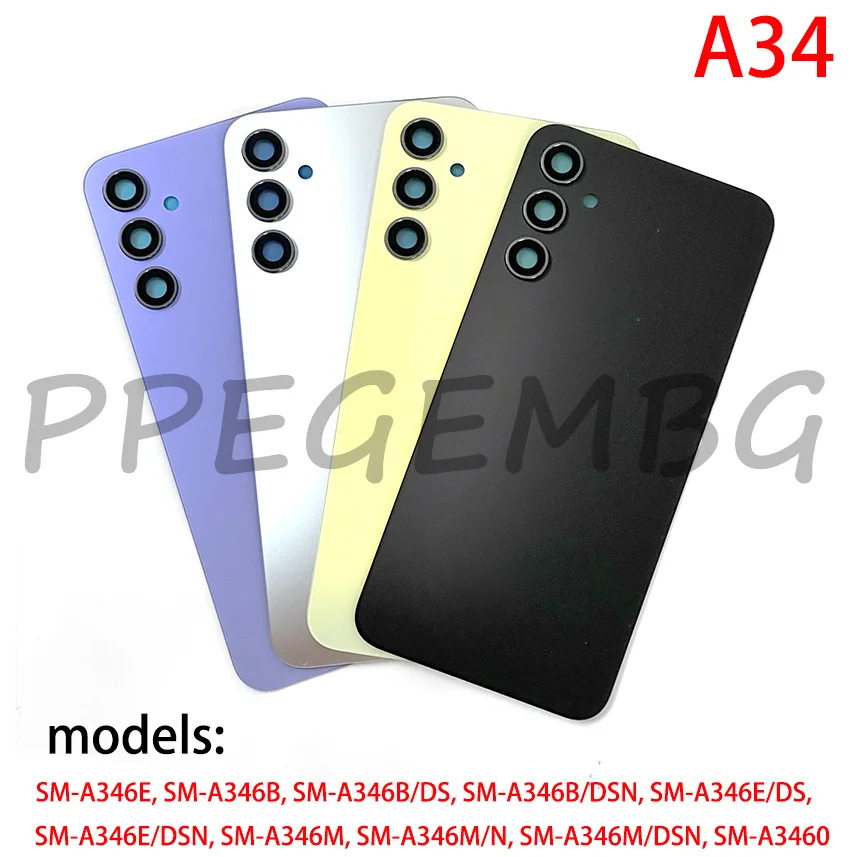 A34 NEW For Samsung Galaxy A34 A346 5G Phone Housing Case Battery Back Cover Rear Door Lid Panel Chassis Camera Lens Adhsive