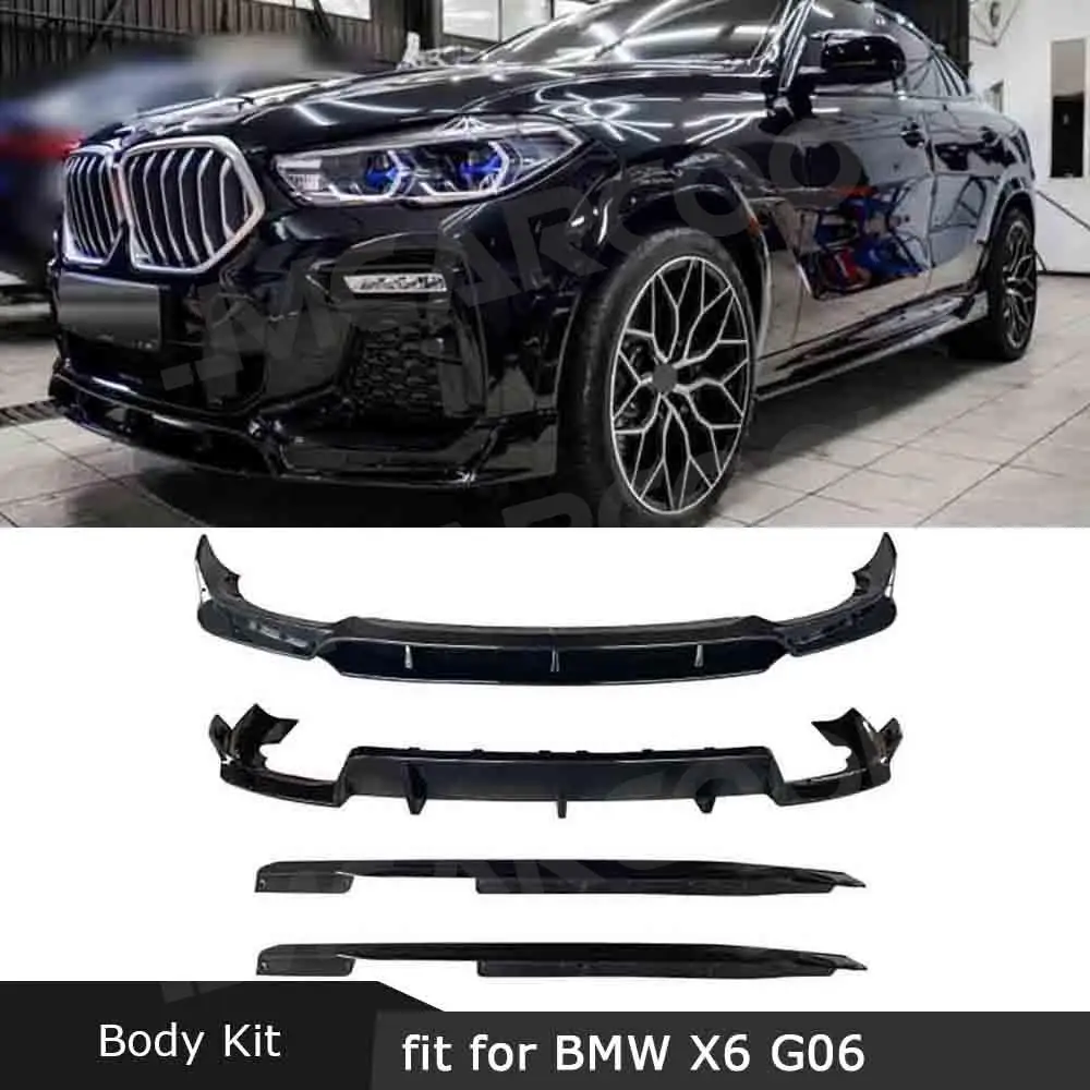 

For BMW X6 G06 M Sport 2020-2022 Carbon Fiber Front Lip Side Skirts Rear Diffuser Bumper Side Splitters Spoiler ABS Car Bodykits