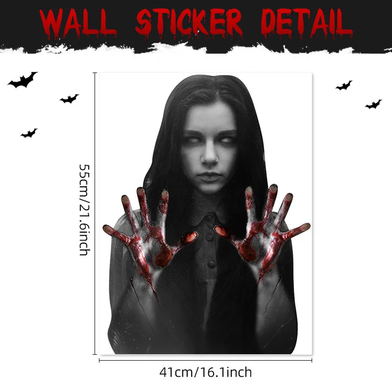 Halloween Window Stickers Bloody Handprint Horror Ghost Shadow Door Wall Scary Decal Home Party Decoration Scary Sticker Toys