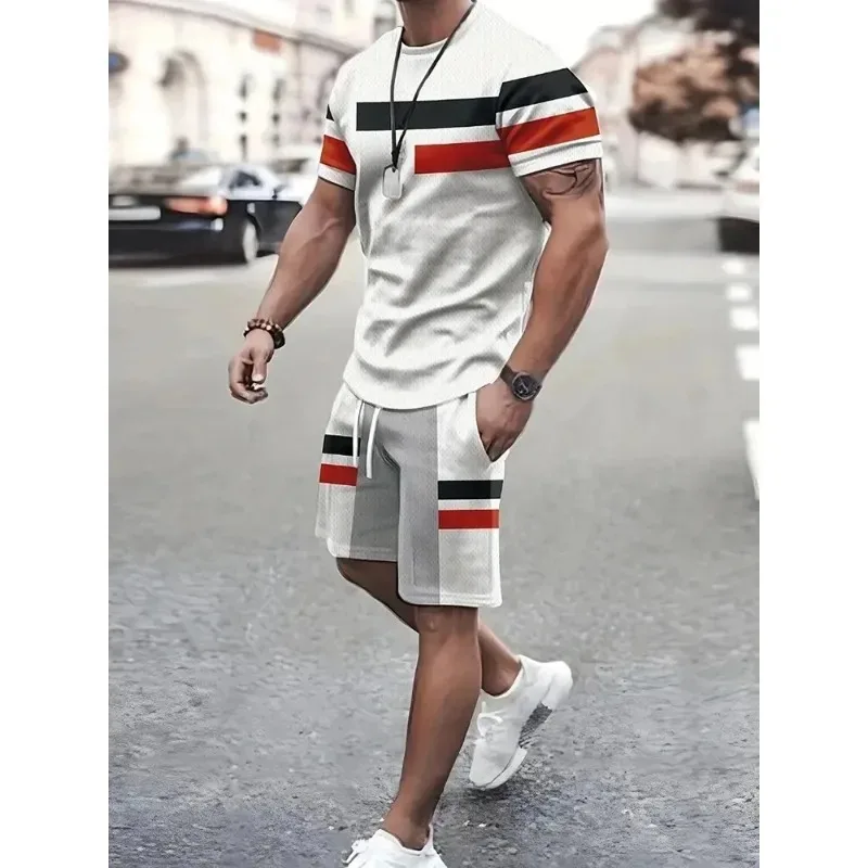 3D Digital Printed Men\'s Set Basketball Badminton Outdoor Sports Set Casual Simple Thin Fitness Suit Summer Hot Selling Item