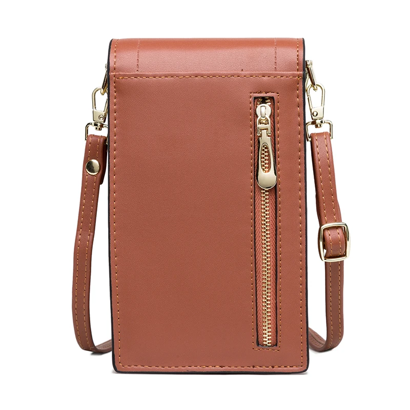 Spring new mobile phone bag female Japanese and Korean high-end trend color bump buckle vertical women\'s shoulder bag large capa