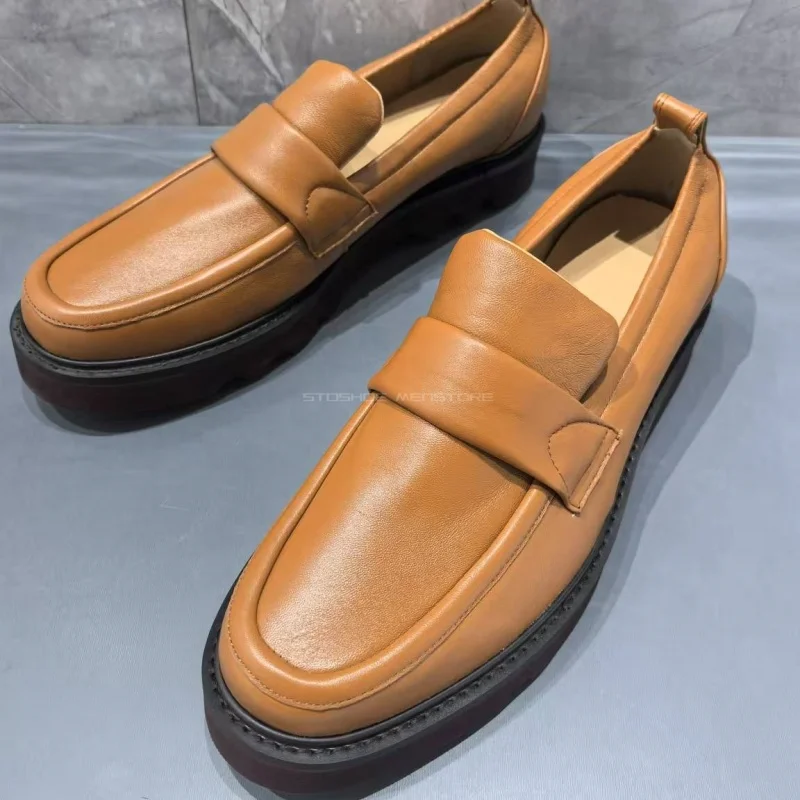 Chaussures en cuir jaune véritable pour hommes, mocassins en peau de mouton, confortables, décontractées, chaussures d'affaires formelles, chaussures de course respirantes, taille 47