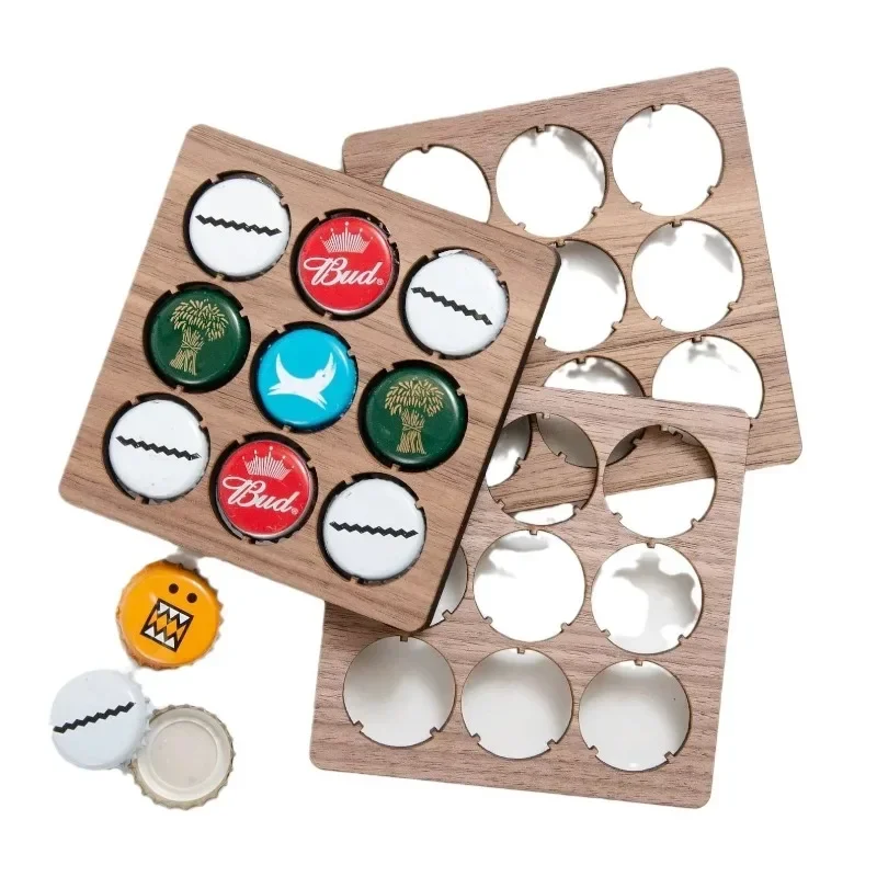 Деревянная пивная крышка с 9 отверстиями, коллекционная подставка для карты, настенный декор, искусство для рукоделия, отображение карты, подарок для любителей пива, деревянная доска-подставка
