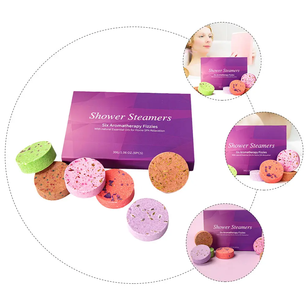 

6 шт. таблетки для ароматерапии для ванны, натуральные отпариватели для душа для релаксации, питания кожи, домашних путешествий, использования в отеле, эфирное масло