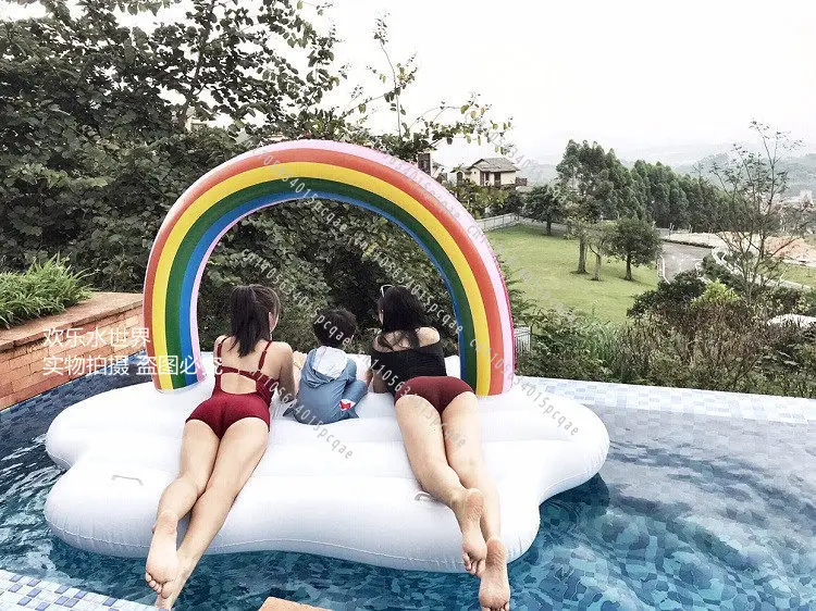 Water Inflatable Clouds Rainbow Floating Row Enlarged Thickened Mat Adult Children Floating Boat Water Bed Swimming view 3