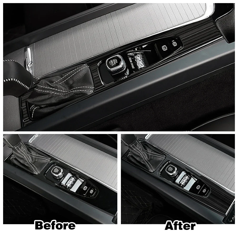 For Volvo XC60 2018-2021 V60 S60 2020-2021 LHD AT Gearbox Gear Shift Panel Frame Trim Stainless Steel Interior Moulding Sticker