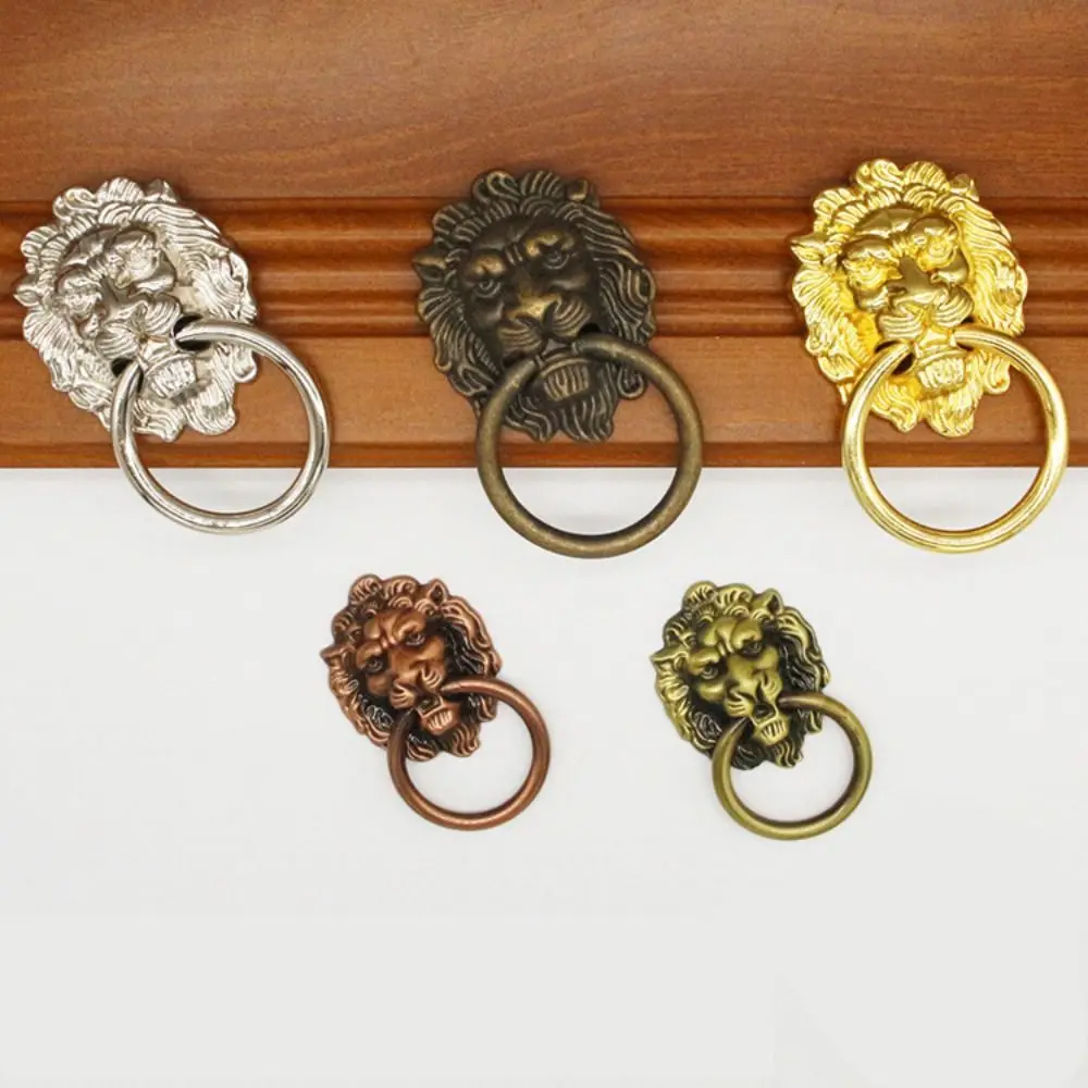 New Antique Lion Head Door Handle Zinc Alloy Decorative Pull Door Knob Home Hardware Multifunctional Drawer Handles