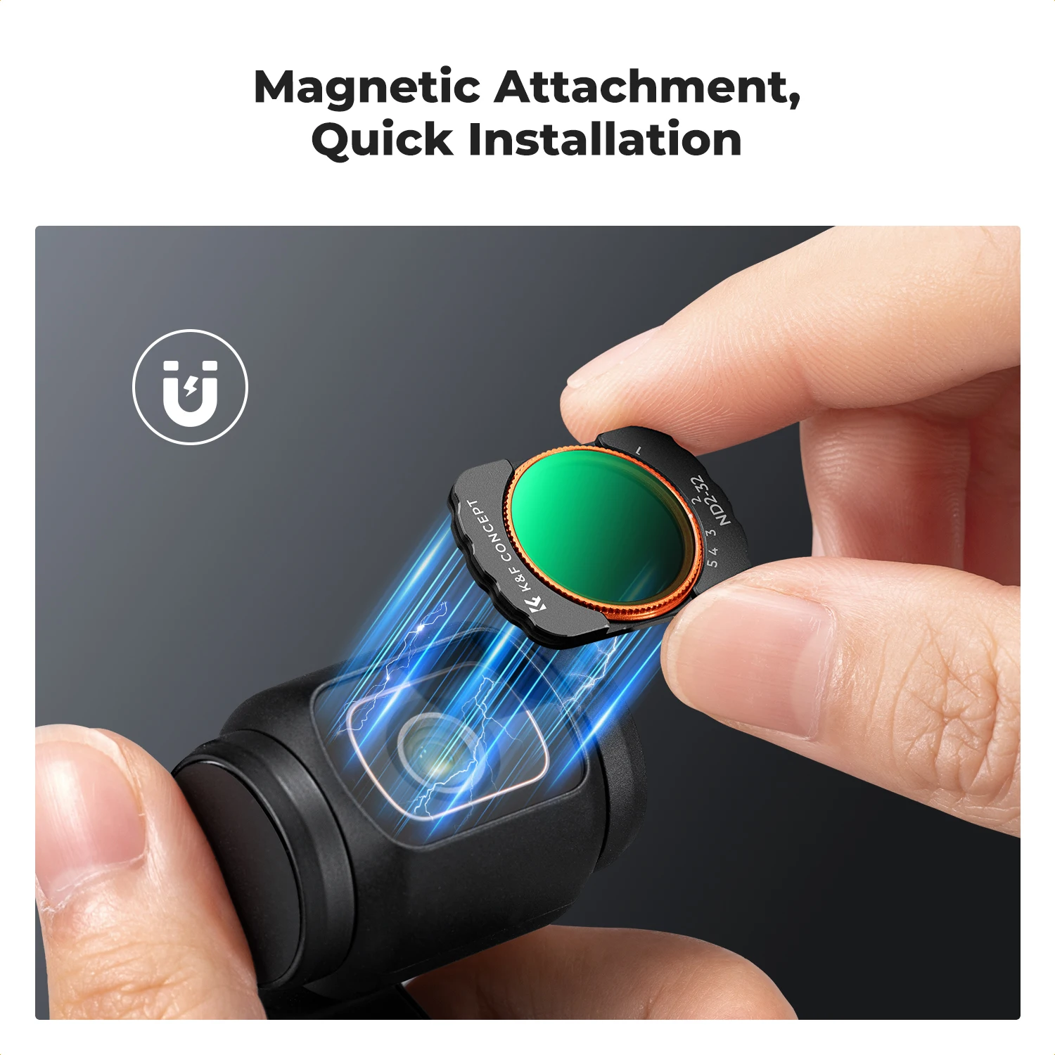 K&F Concept Sports Camera Filters for DJI Osmo Pocket 3 Wide Angle Lens & 3 Pack Effect Filter Adjustable 2 in 1 Optional Filter