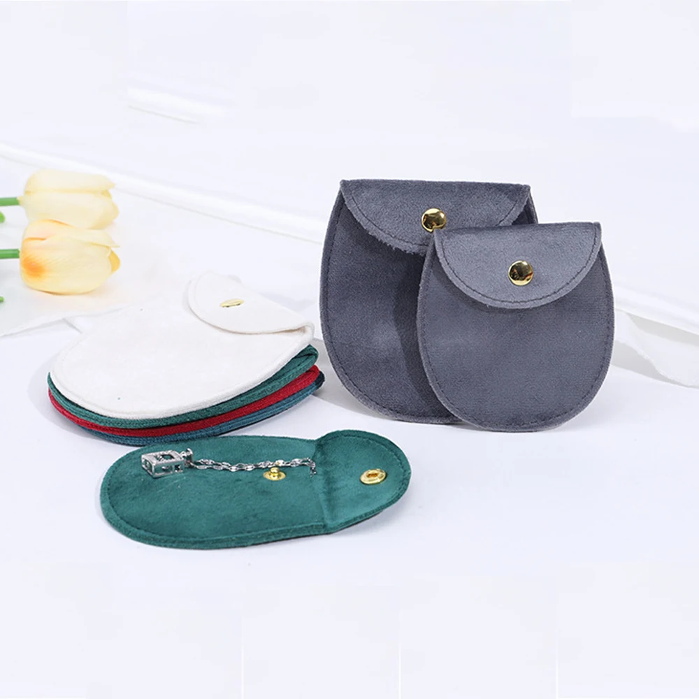 

Jewellery Pouch Snap Button Soft Velvet Bag Bracelet Necklace Earrings Ring Storage Packaging Bags Travel Organizer Jewelry Sack