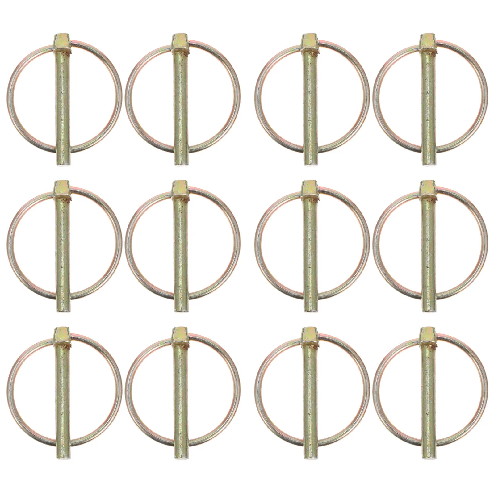 12Pcs Yard Equipment Hitch Pin Galvanized Carbon Steel Heavy Duty Lynch Pin Lock Secure for Lawn Mower Tractor Trailer Safety