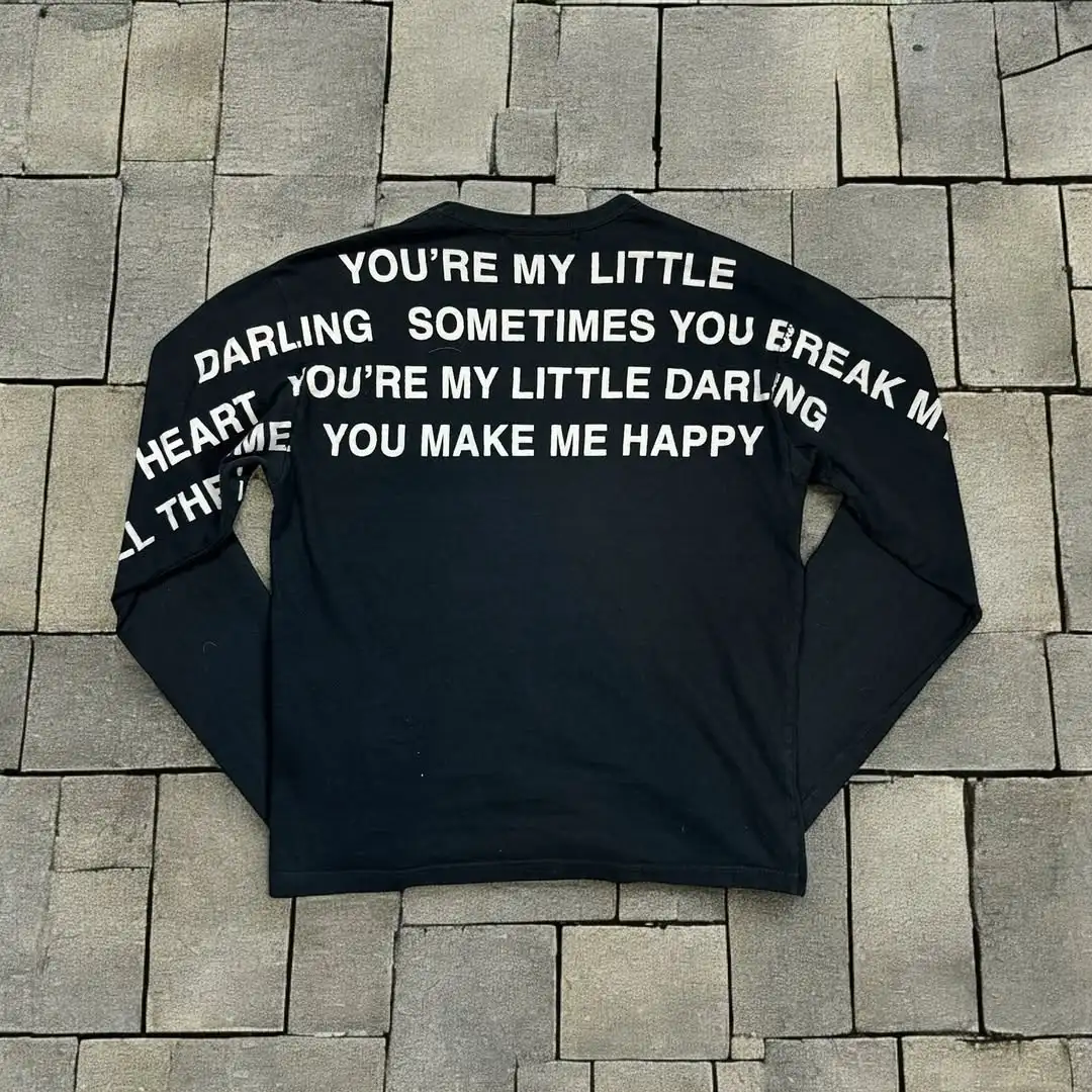 

Black Gothic Punk Letter Print Long Sleeve T-Shirt Men And Women Y2k American 2000s Retro Fashion Casual Loose Streetwear