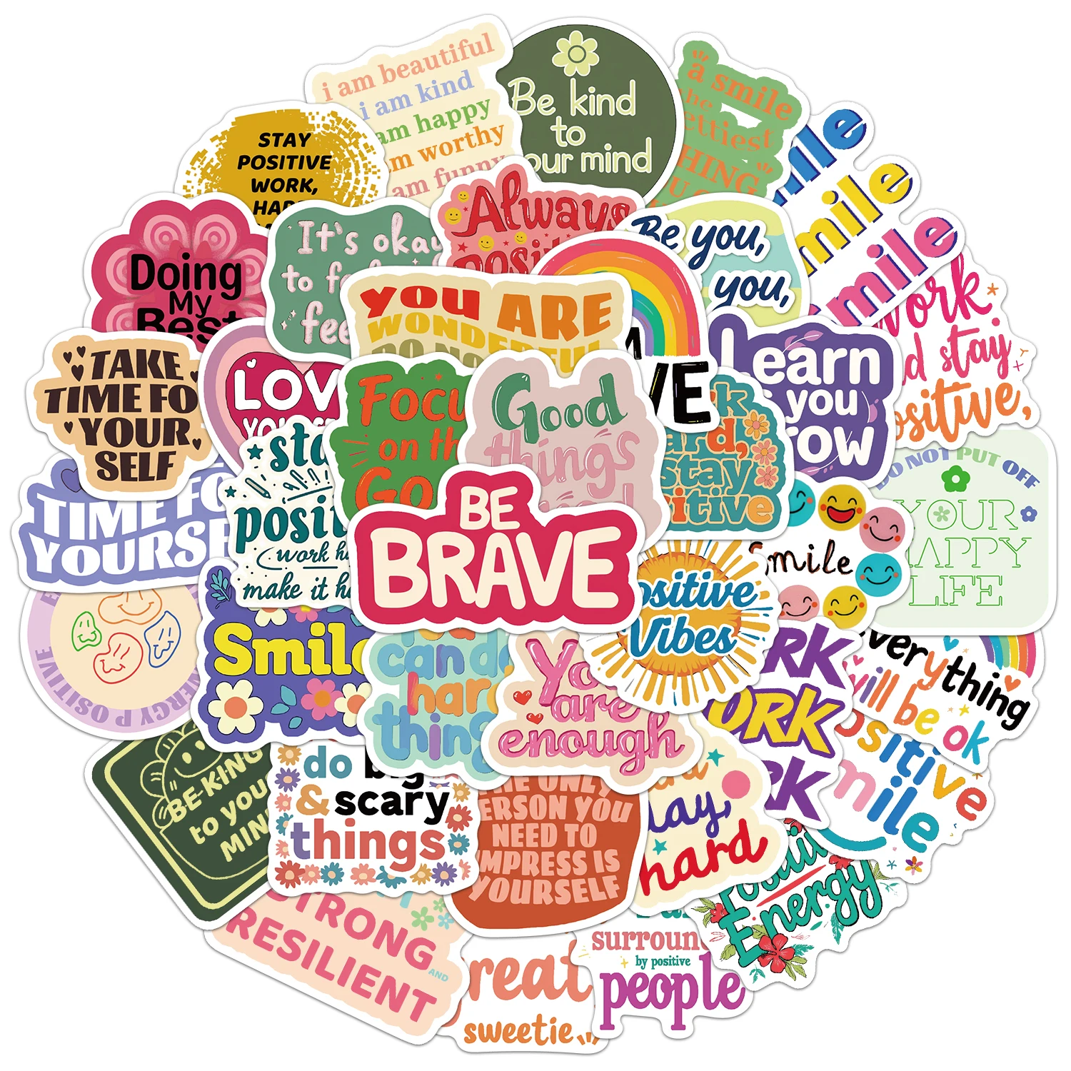 50PCS Positive Affirmation Stickers DIY Phone Cases Laptop Tablets Thermos Cups Toys Desktop Stickers