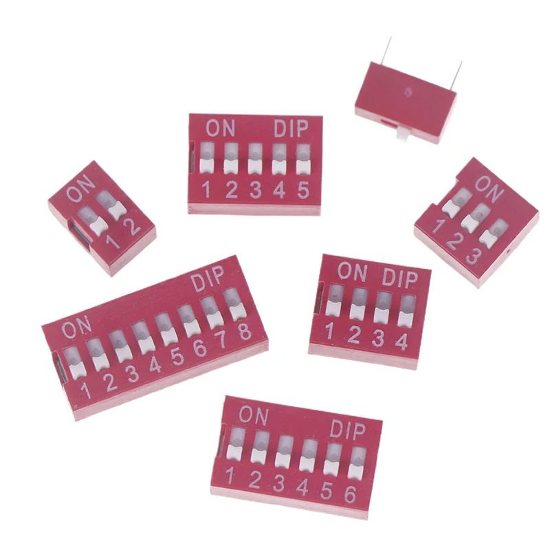 10pcs Slide Type Switch Module 1 2 3 4 5 6 8PIN 2.54mm DIP Red Pitch Toggle Switch Red Snap Switch Dial Switch IGMOPNRQ